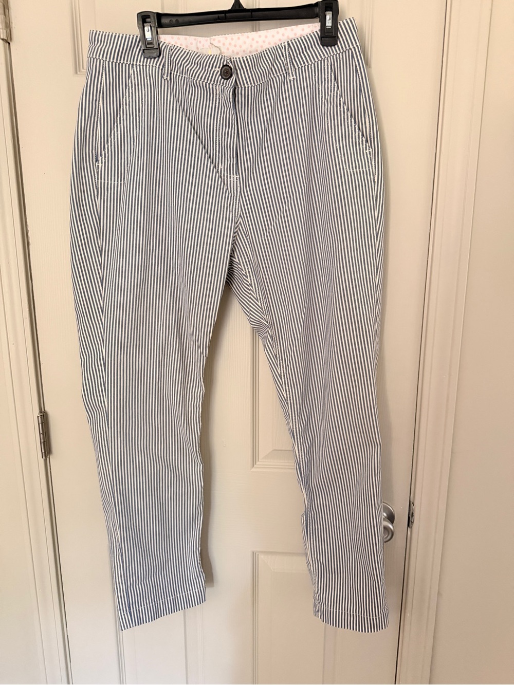 Boden Blue and White Vertical Stripe women’s Chinos